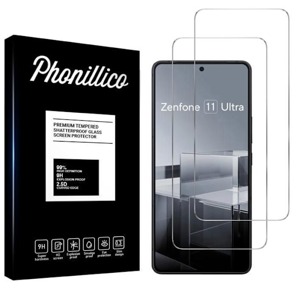 Härdat Glas för Asus Zenfone 11 ULTRA 5G [Pack 2] Skärmskydd Film Phonillico® Transparent