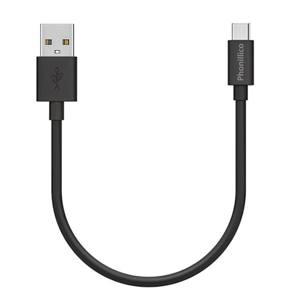 Kabel 20cm USB-C Sort til Samsung Galaxy NOTE 8 / NOTE 9 / NOTE 10 Phonillico® Svart