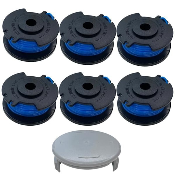 Trimmertråd - Ryobi - AC14RL3A - Ø 1,65mm - L 3,35m - Pack av 6 + 1 lock svart och blått