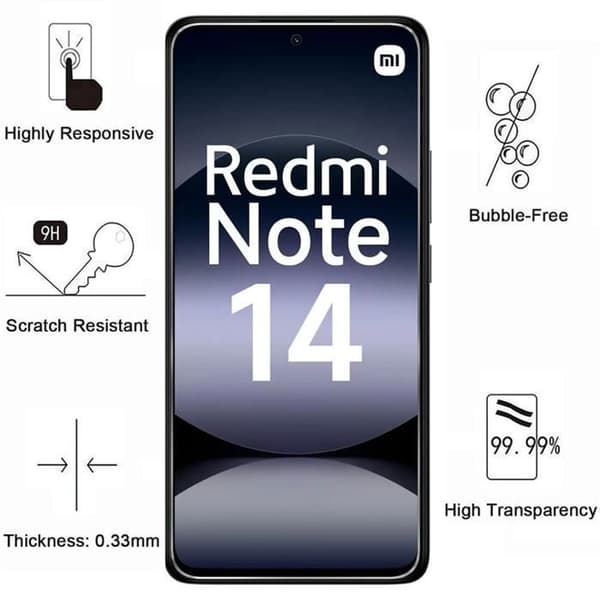 Coque til Xiaomi Redmi Note 14 4G (Global Version) og 2 Tempereret Glas Skærmbeskyttelse Phonillico® Transparent