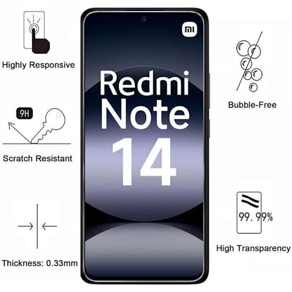Kuori ja näyttösuoja - Phonillico® - Xiaomi Redmi Note 14 4G (Global Version) - Pehmeä - Läpinäkyvä - 2 Karkaistua Lasi Transparent