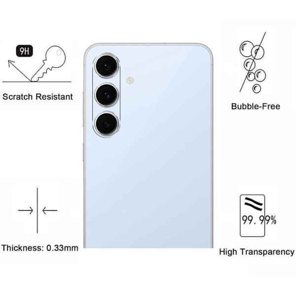 Skyddskamera - Phonillico® - Samsung Galaxy S24 FE - Härdat glas - Paket om 2 - Transparent Transparent