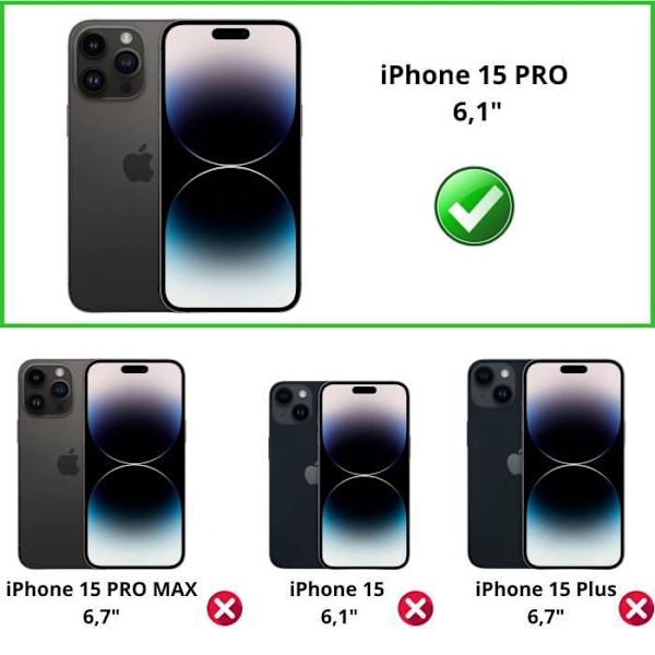 Film Härdat Glas för iPhone 15 PRO och Kameraskydd [Pack 2] Glas Skydd Phonillico®