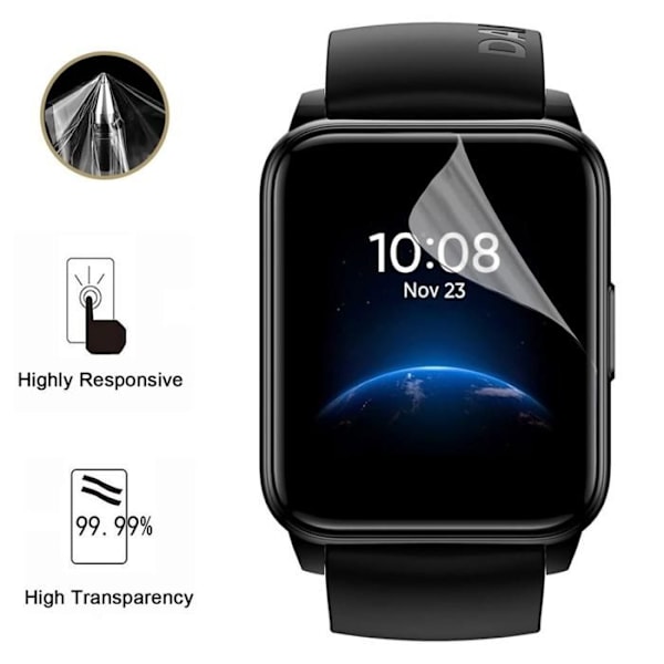 Beskyttelsesfilm til Realme Watch 3 Pro [Pakke 6] Ultra Tynd Plast Beskyttelsesfilm Phonillico Transparent