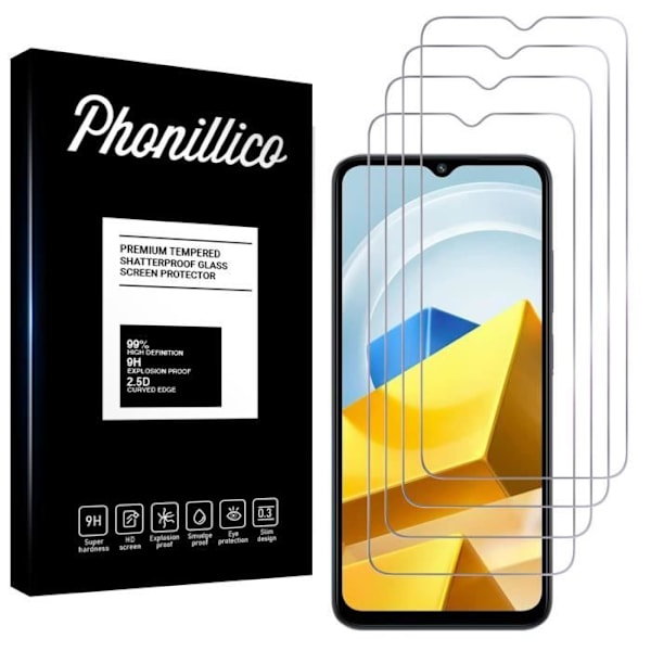 Beskyttelsesfilm - Phonillico® - Xiaomi Poco M5 4G - Pakke med 4 - Kradsbestandig - Gennemsigtig Transparent