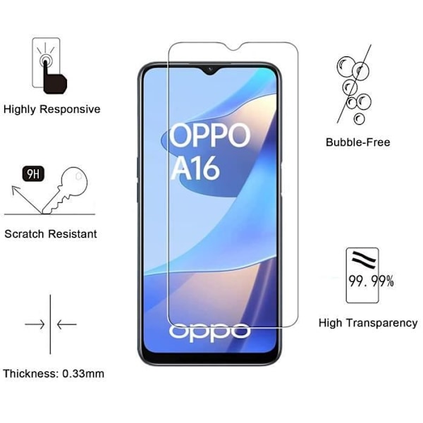 Coque til OPPO A16 og 2 Tempererede Glas Skærmbeskyttelsesfilm Phonillico®