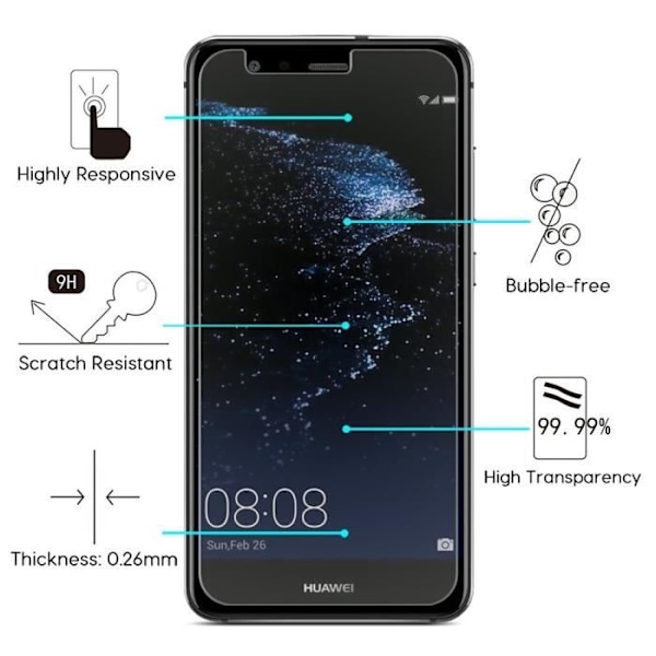 Näyttösuojakalvo - Phonillico® - Huawei P10 LITE - Pakkaus 2 - Erittäin kestävä - Naarmuuntumaton
