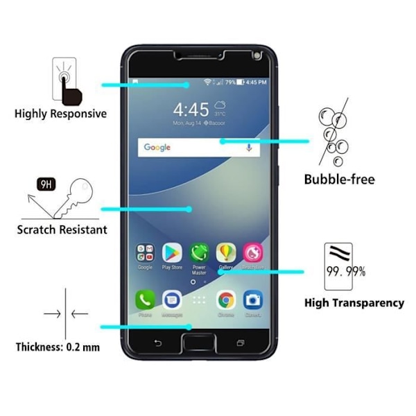 Näytönsuojalasi - Phonillico® - ASUS ZENFONE 4 MAX PRO - Karkaistu lasi - 5,5" - Naarmunkestävä