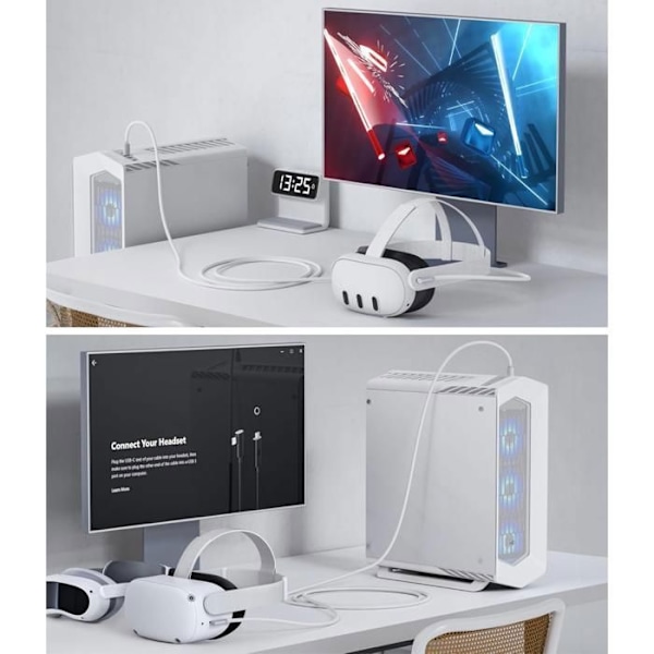 Kablelink kompatibel med Meta Quest 3S/Quest 3/Quest 2/Quest Pro/Pico 4 til PC Steam VR Tilbehør