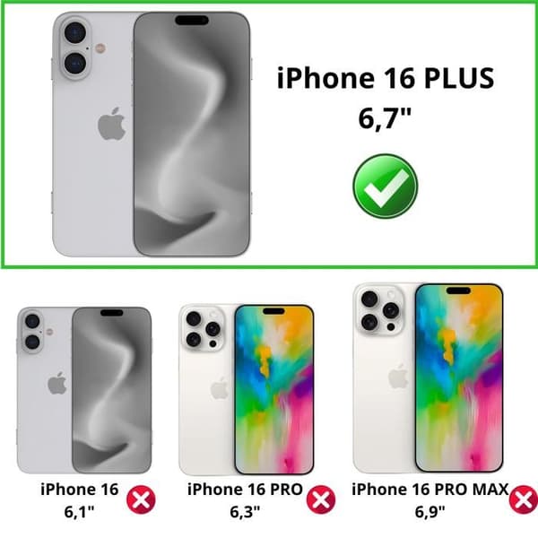 Temperet glas til iPhone 16 PLUS og kamerabeskyttelse [Pakke 2] folie til beskyttelse Phonillico® Transparent