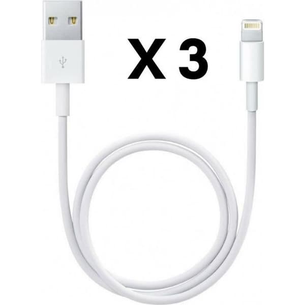 USB Lightning-kablar - Phonillico® - 3-pack - 1 meter - Kompatibel med iPad 2017-2018-AIR-MINI-PRO Vit