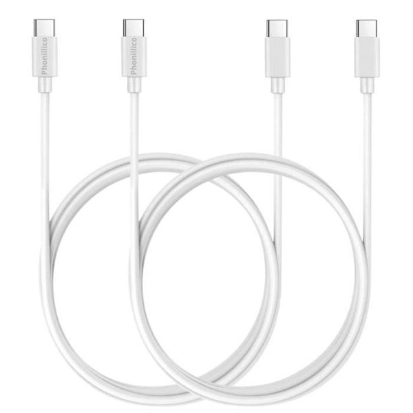 USB-C USB-C Kaapeli Valkoinen 1m Samsung Galaxy TAB S9 - TAB S9 ULTRA - TAB S9 PLUS [Pakkaus 2] Phonillico®