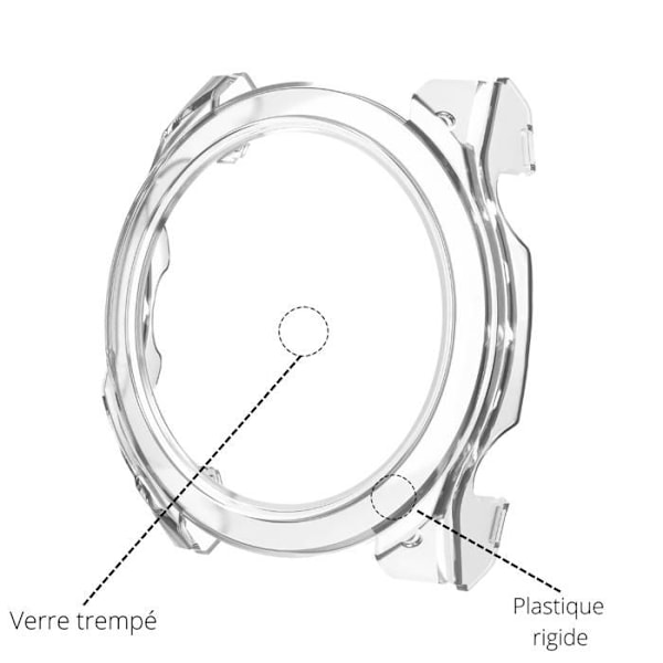 Garmin Fenix 8 47mm kompatibelt fodral - Hårt skyddsfodral Transparent härdat glasskärm Phonillico® Transparent