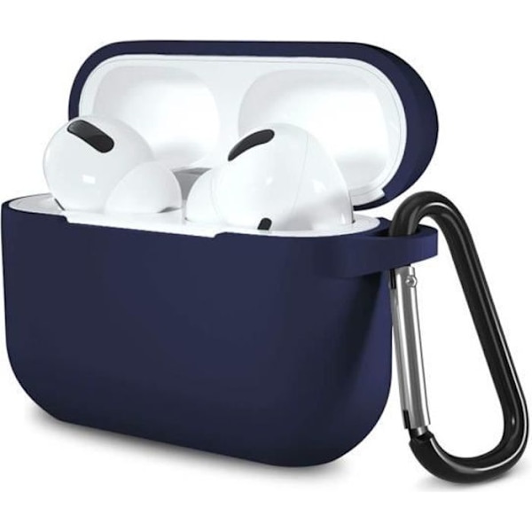 Etui för AirPods, mörkblå silikonfodral för Airpods Pro - Stötabsorberande skydd, dammskydd och karbinhake Phonillico®