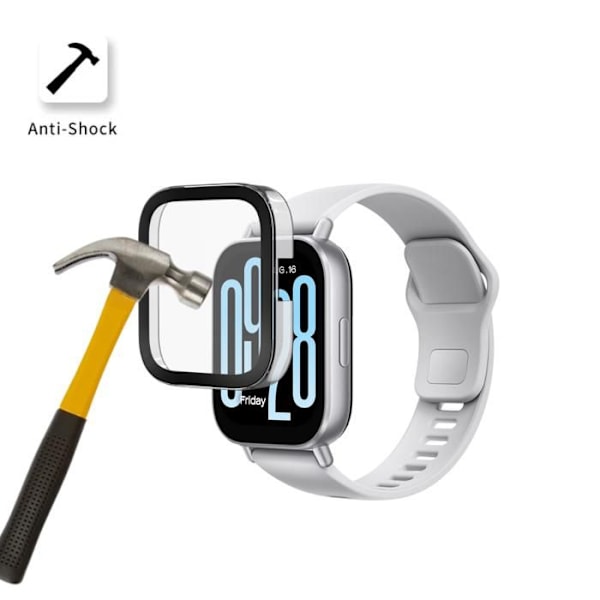 Xiaomi Redmi Watch 5 Active - Yhteensopiva kuori, kova suoja, läpinäkyvä kotelo, karkaistu lasi Phonillico® Transparent