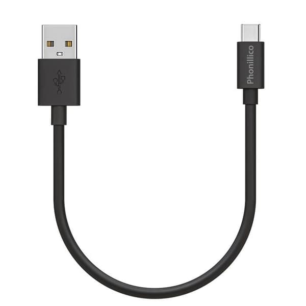 Kabel 20cm USB-C Sort til Samsung Galaxy A3 2017 / A5 2017 / A8 2018 / A9 2018 Phonillico® Svart