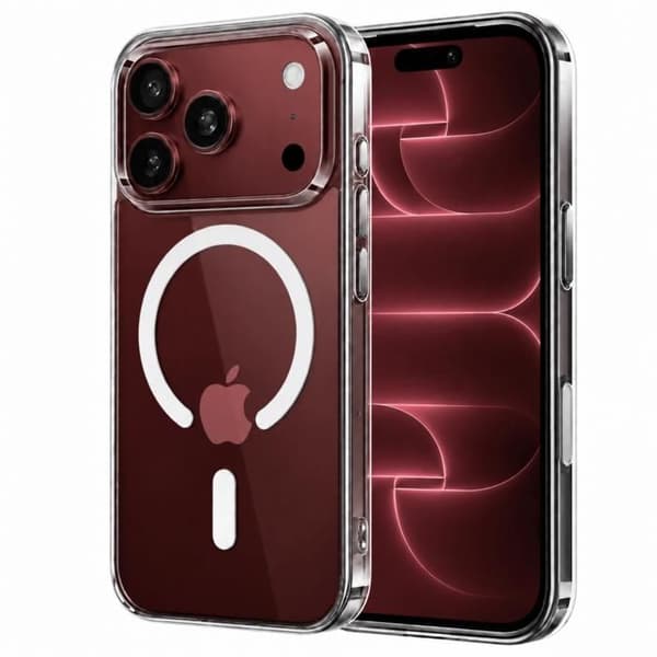 Cover til iPhone 18 PRO MAX - Transparent Silikone med indbygget magnetisk cirkel Phonillico® Transparent