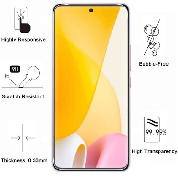 Coque Xiaomi 12 LITE: 2 kpl Temperoitua Lasi Suojakalvoa Phonillico® Transparent