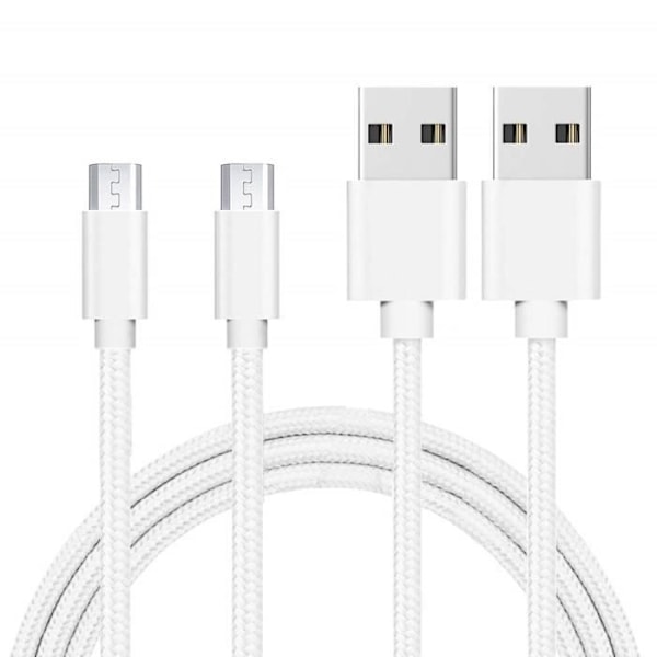 Kabel för Realme 5i - C3 - C11 - C11 (2021) - C21 - C21Y - C25Y - Näthatad Silvervit 1 Meter [LOT 2] Phonillico® Silver Vit
