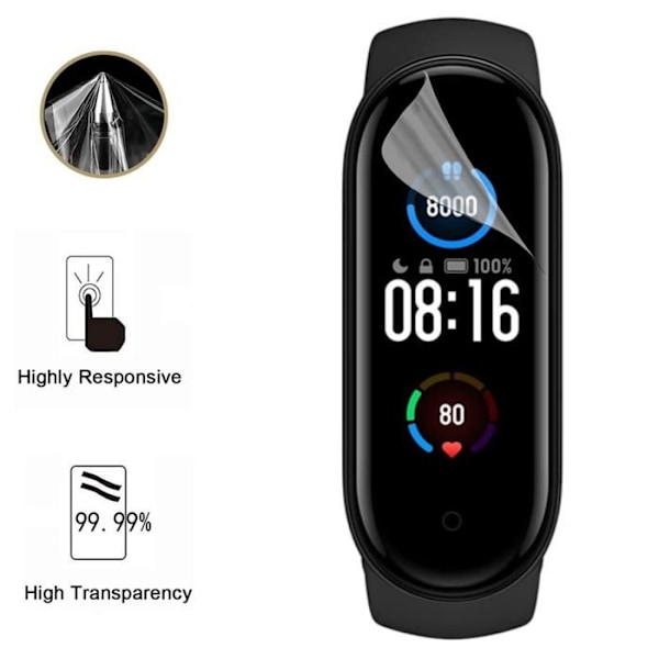 Skyddsskydd för Xiaomi Mi Band 5 [Pack 6] Plastskyddfilm Resistent Ultrafinn Phonillico Transparent