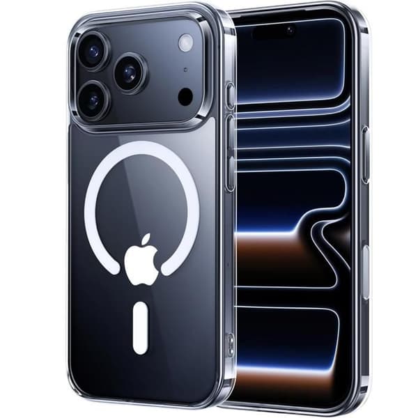 Coque til iPhone 17 PRO MAX - Transparent silicone med integreret magnetisk cirkel Phonillico® Transparent