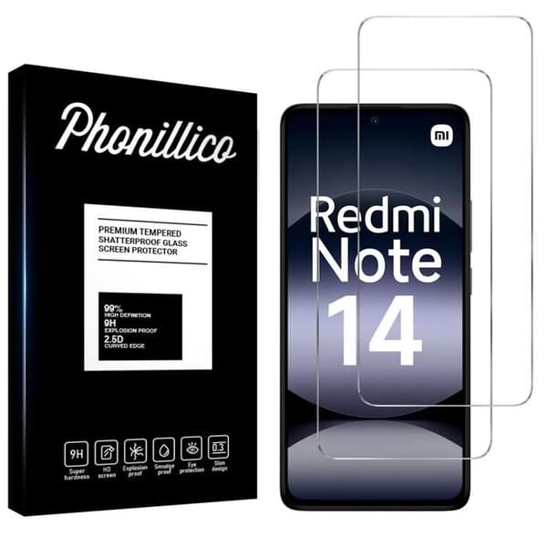 Härdat Glas för Xiaomi Redmi Note 14 [Pack 2] Filmskydd för Skärm Phonillico® Transparent