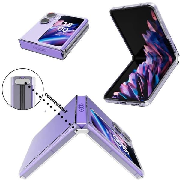 Coque til Oppo Find N2 Flip og 2 plastbeskyttere Phonillico® Transparent