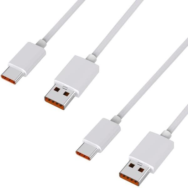 Lot 2 Snabbladdningskablar USB-C 1m för Xiaomi Redmi Note 15/Redmi Note 15 Pro/Redmi Note 15 Pro Plus Phonillico® Vit