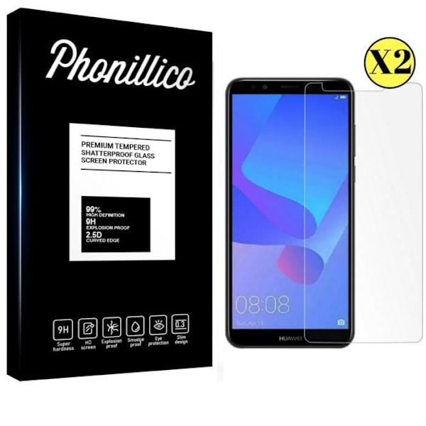 Skærmbeskyttelsesfilm - Phonillico® - Huawei Y6 2018 - Pakke med 2 - Tempereret glas - Kradsesikker