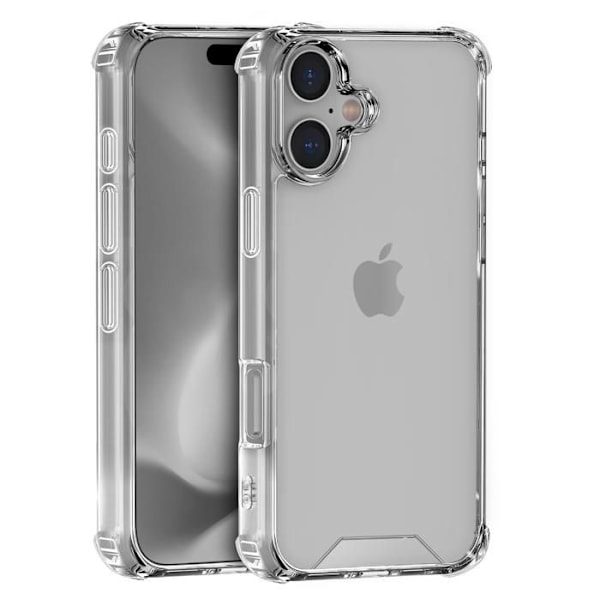 Iskunkestävä kuori iPhone 16 PLUS:lle ja 2 Karkaistua Lasia Näytön Suojakalvo Phonillico® Transparent