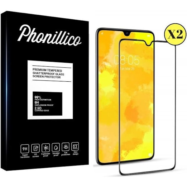 Hærdet Glas - Phonillico® - Huawei P30 - Pakke med 2 - Gennemsigtig - Sort Kant - Ridsefast Transparent, svart