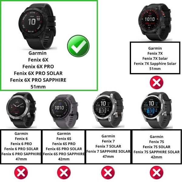 Härdat glas för Garmin Fenix 6X - 6X Pro - 6X Pro Solar - 6X Pro Sapphire [2-pack] Phonillico® Transparent