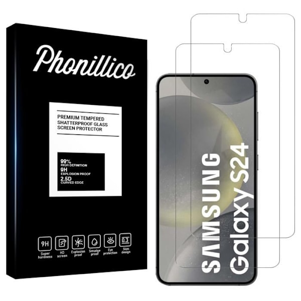 Näyttösuojakalvo - Phonillico® - Samsung Galaxy S24 - 2 kpl - Karkaistu lasi - Naarmunkestävä Transparent