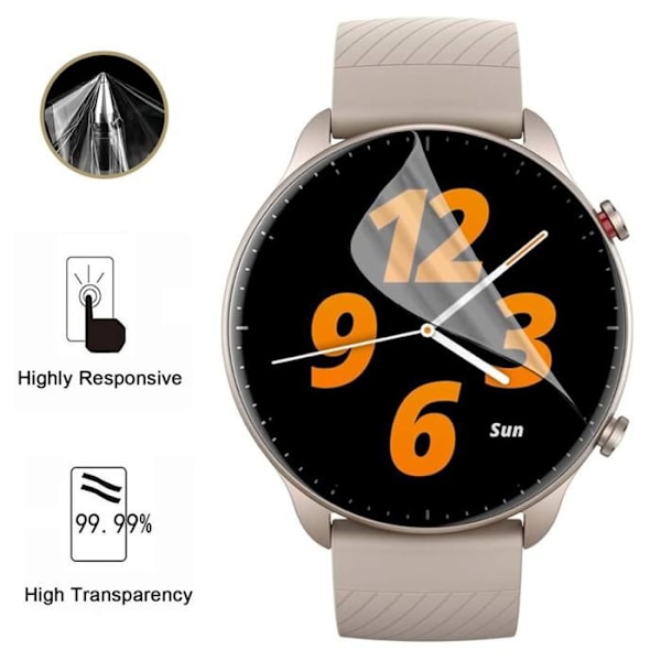 Amazfit GTR 2e:n näytönsuojus [Pakkaus 3] Kestävä, ultra-ohut muovisuojakalvo Phonillico Transparent