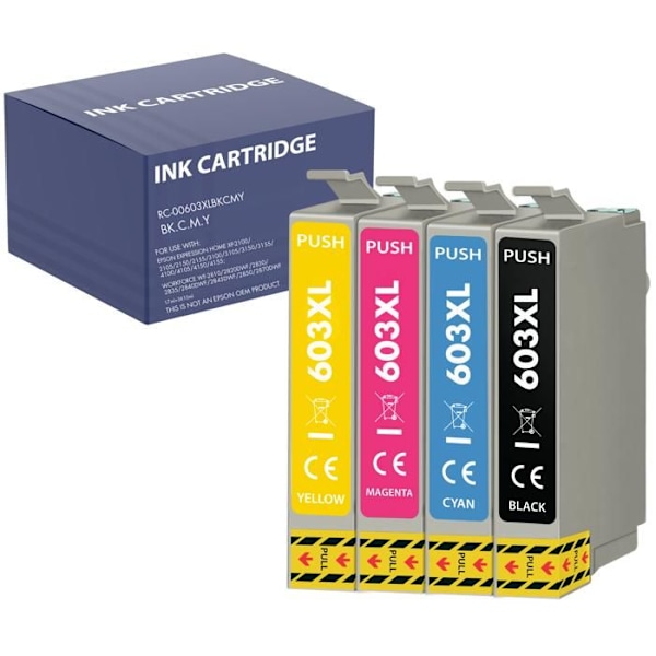 Kasetti - Epson - 603XL - Paketti 4 - Musta, Syani, Magenta, Keltainen - Yhteensopiva WF-2810 XP-2100