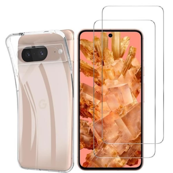 Fodral till Google Pixel 8 och 2 Skärmskydd i härdat glas Phonillico® Transparent