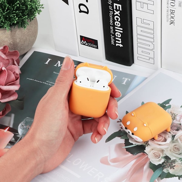 Sød Airpods Case, Airpods 2 Case, Corgi Hund Cool Sjove Dyr 3D Tegneserie Hvalpeformet Fuld Beskyttelse Stødsikkert Blødt Cover
