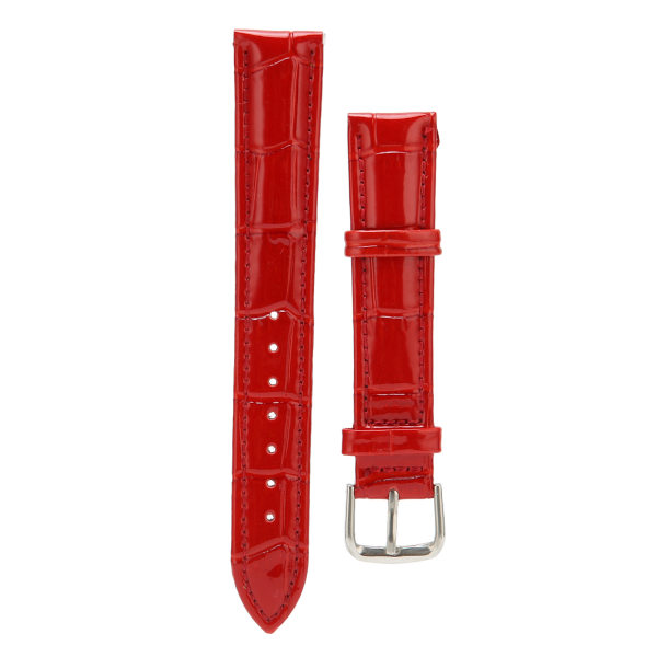 YQ Konstläder Klockarmband Rött Spänne 18mm Bredd Svettbeständig Deodorant Universell för Män Kvinnor
