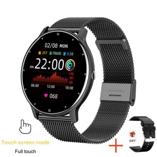Smartwatch puls blodtryk søvnovervågning Douyin smart armbånd ZL02D vandtæt smart sportsur Svart mesh bälte engelsk version