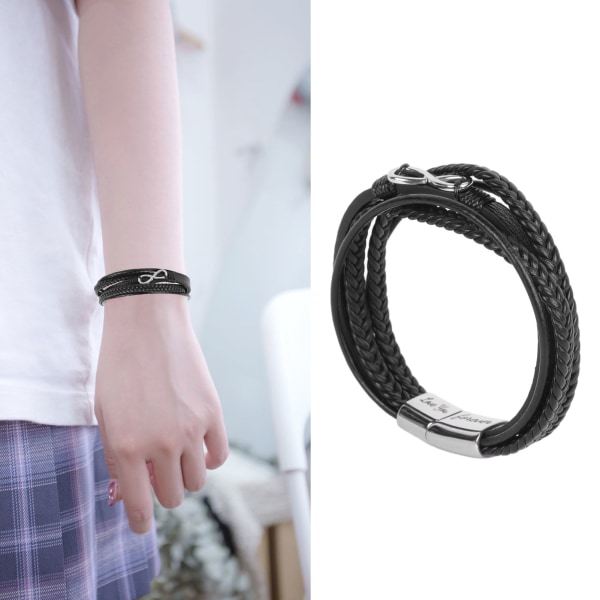 YQ 8 tecken armband läder rostfritt stål justerbar stilfull armband för män present