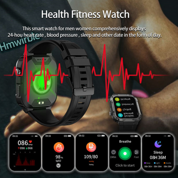 2023 MK66 Smart Watch Ny Full Touch Smart Watch Blodtryckssyre MK66 Smart Watch svart