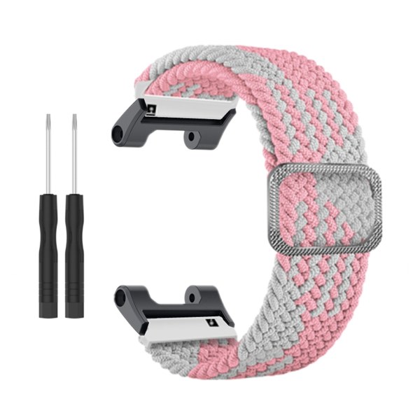 YQ Myk nylon flettet smartklokkebånd 22mm erstatning elastisk pustende klokkestropp passer til Amazfit T Rex rosa og hvit
