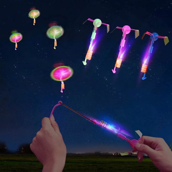 10-25 set LED Flygande Leksak, Slangbella + Självlysande Helikopter, Flygande Leksak Utomhusleksaker som Lyser i Mörkret Festtillbehör 20 st 15pcs