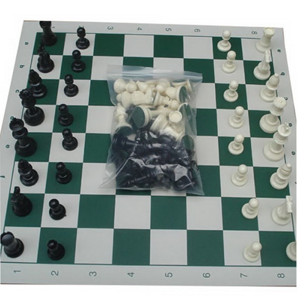 16 hvide skakbrikker, 16 sorte skakbrikker, højkvalitets plastik skaksæt (ingen farve) King 64MM "Vægt ca. 145g"
