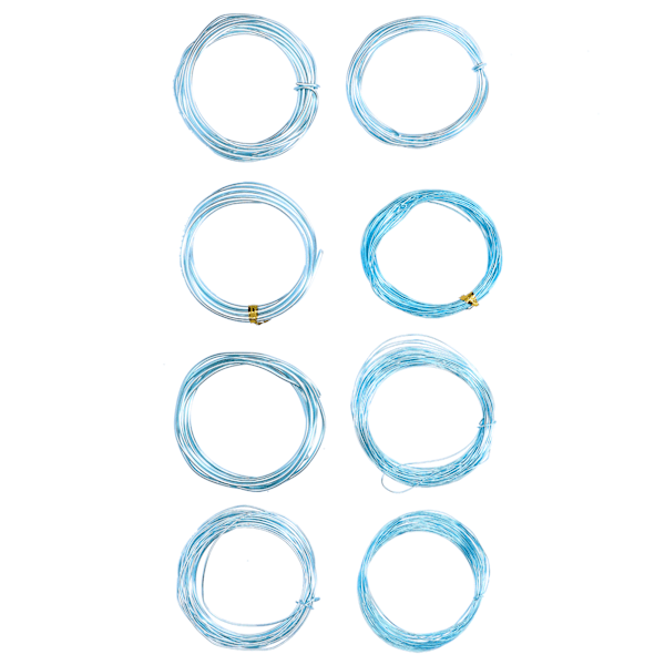 8 rullar 0,6-3 mm aluminiumhantverkstråd smyckestillverkningstråd hantverkstillverkningstillbehör ljusblå