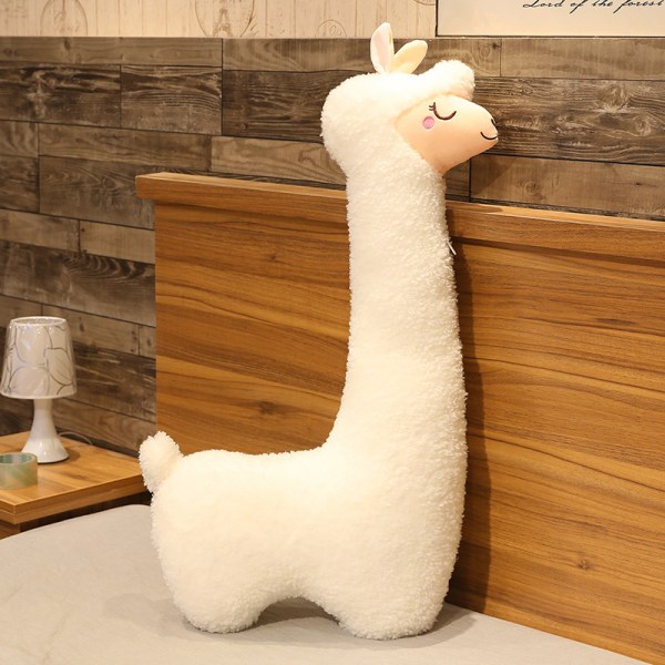 Lama-kastkudde jätte alpacka plysch lång kudde fluffig alpacka gosedjur, Ny design White