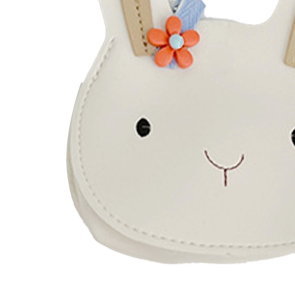 Mini-axelväska med justerbar rem Cartoon Bunny Form Myntväska Barnhandväska för små flickor Rund Vit Gratis storlek