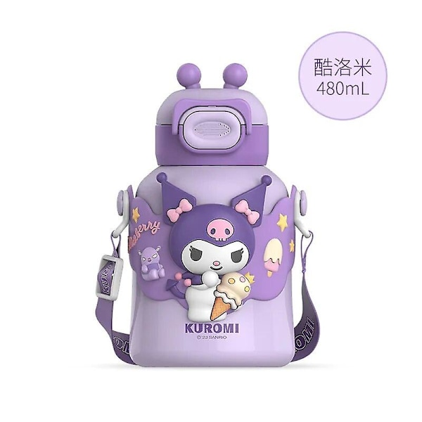 Sanrio Kuromi Vakuumflaska Flickor Kawaii Anime Cinnamoroll My Melody Sugrörkopp Vinter Varm Stor Kapacitet Vattenflaska Present Till Barn Kuromi 480ml Kuromi