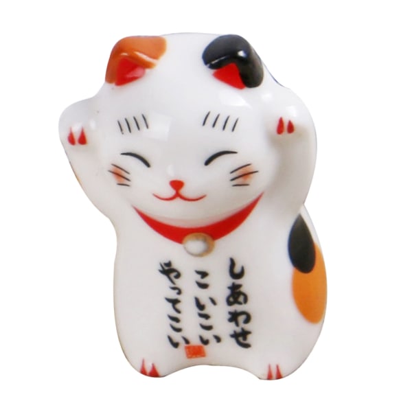 5 stk. spisepinneholdere i keramikk, kattebestikk, bordpynt, mini keramiske kattefigurer i japansk stil