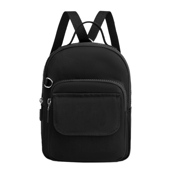 Kvinna Liten Ryggsäck Nylon Mini Shoulder Messenger Bag Multi Stor Kapacitet Multi Vattentät Väska Svart Gratis Storlek